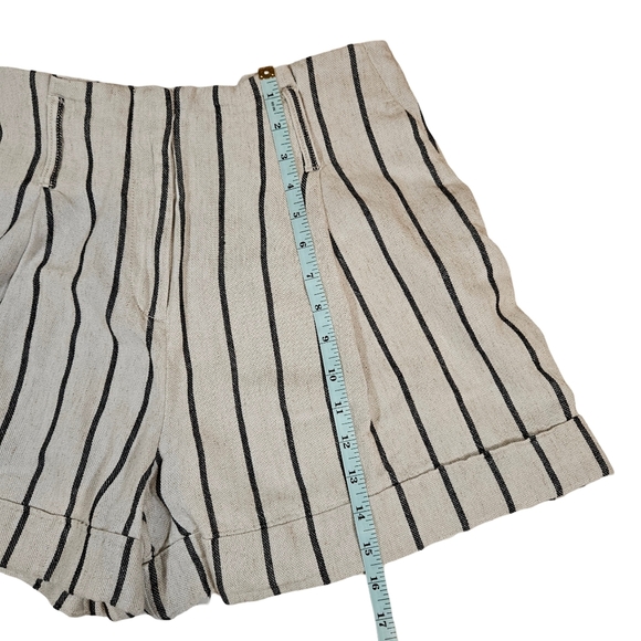 Worthington High Waisted Linen Blend Shorts, Cream/Black Stripes, 10 - Picture 10 of 12